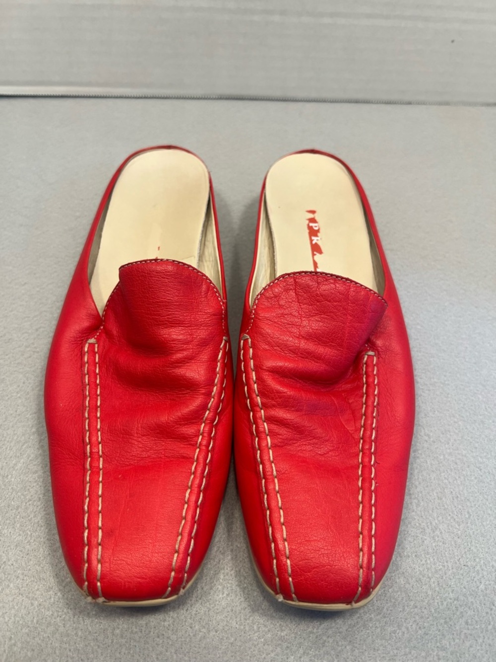 Prada Vibrant Red Leather Slip-On Loafers-Size 36.5